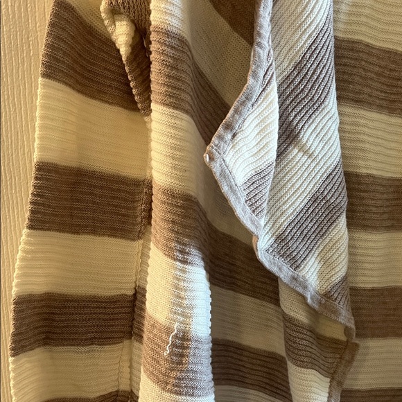 Express Cream and Brown Striped Open-Front Cardigan - Picture 3 of 4